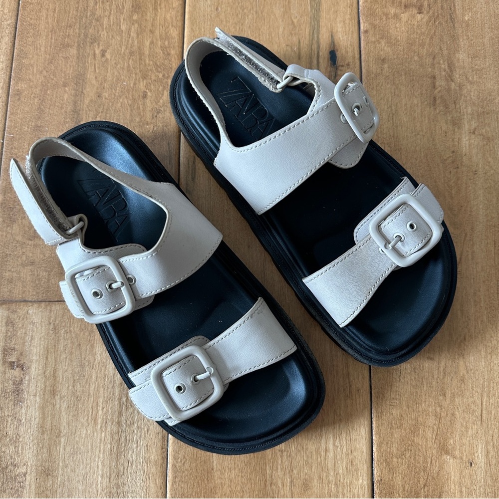 Zara girls Cream Double Buckle Sandals